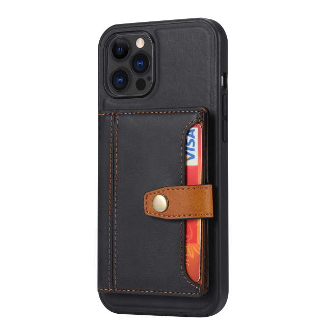Compatible with iPhone 13 Pro Max Case Wallet with Card Holder, PU Leather Buttons Flip Shockproof Protective Cover for iPhone 12