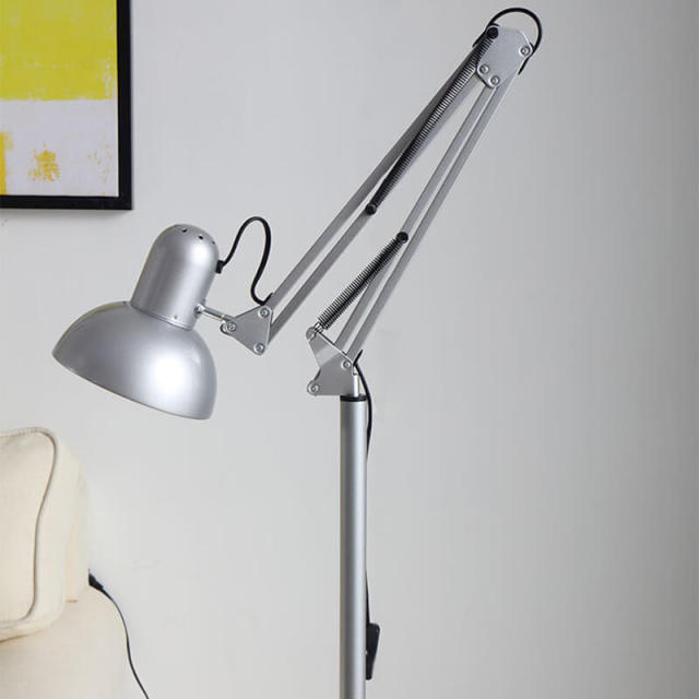 Modern Metal Floor Lamp,Flexible Swing Arm Reading Floor Lamp with Metal Shade,Adjustable Industrial Standing Lamp for Living Room,Bedroom,Office,Study Room