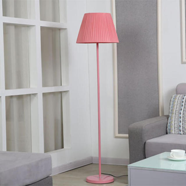 Floor Lamp with Cloth Shade - Modern Simple Bedroom Living Room Standing Light - 61&quot; Height - Foot Switch