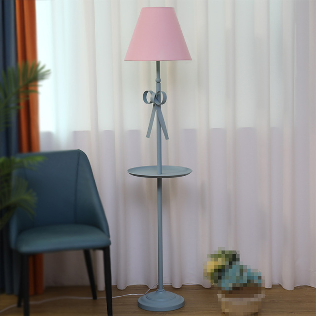 Floor Lamp with End Table,Creative Bowknot Floor Lamps for Princess Room Bedroom Bedside Standing Light