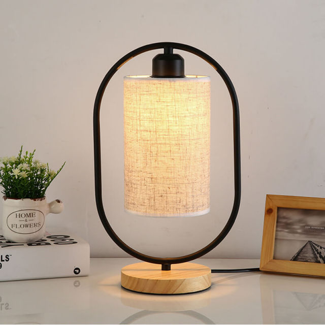 Bedside Lamp,Simple Table Lamps Modern Nightstand Lamps with Fabric Shade and Wood Base for Bedroom Living Room Office Dorm
