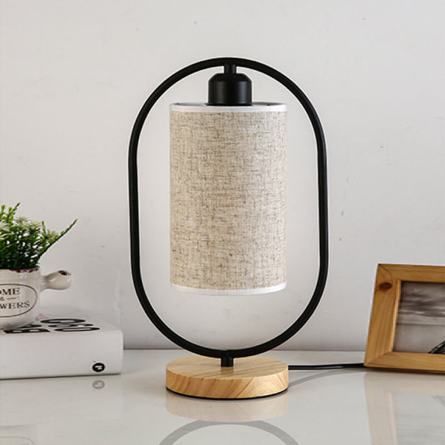 Bedside Lamp,Simple Table Lamps Modern Nightstand Lamps with Fabric Shade and Wood Base for Bedroom Living Room Office Dorm