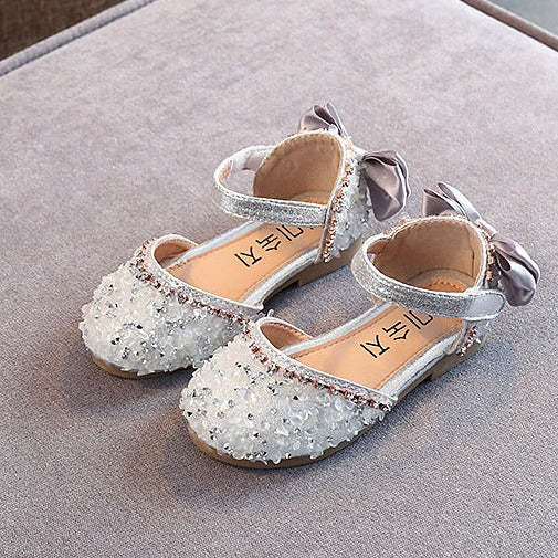 Girls Summer Shoes Crystal Bow Princess Rhinestone Sandals Pu Leather
