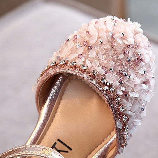 Girls Summer Shoes Crystal Bow Princess Rhinestone Sandals Pu Leather