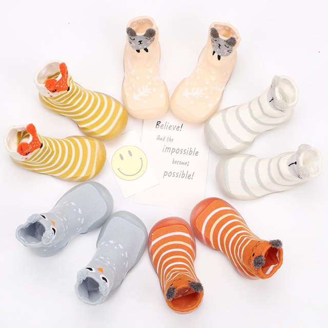 Baby Sock Shoes Spring Autumn Style Baby First Walkers Non-slip Rubber Shoes