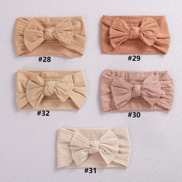 Solid Baby Girl Nylon Headbands Infant Bow Head Wrap Hair Accessories