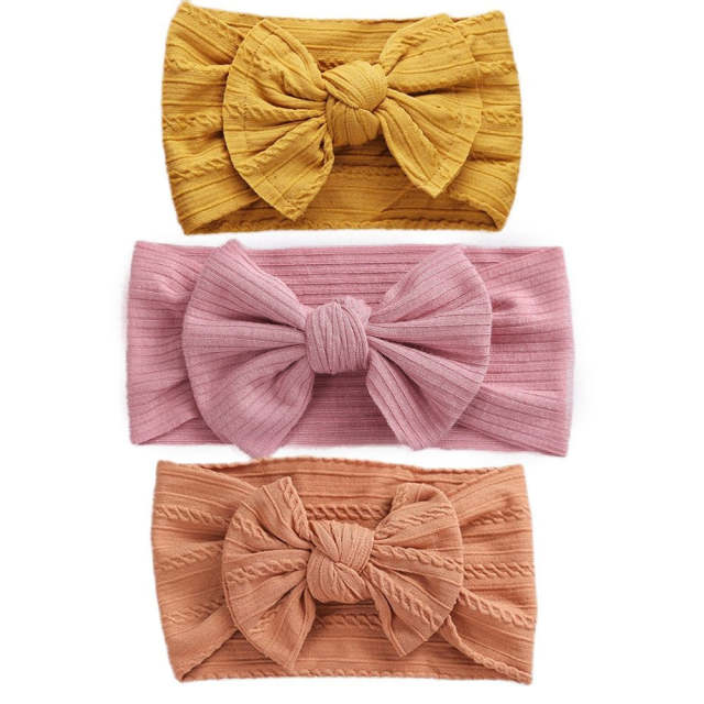 3Pcs/Lot Baby Headbands Stretchy Nylon Headband with Bows for Newborn Baby Girls