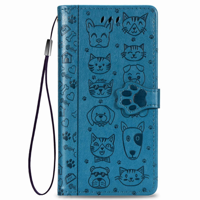 Wallet Phone Case for iPhone 12 Pro,Cartoon Cat Dog Pattern PU Leather Case with Magnetic Clasp and Cash Card Slots Holder Cover for iPhone 11