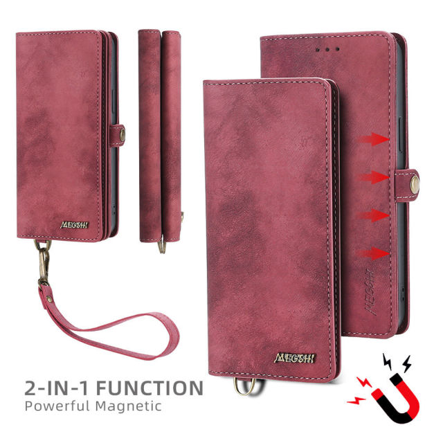 Case for iPhone 13 Pro - PU Leather 2 in 1 Detachable Magnetic Flip Cover with Card Slots Wallet Case