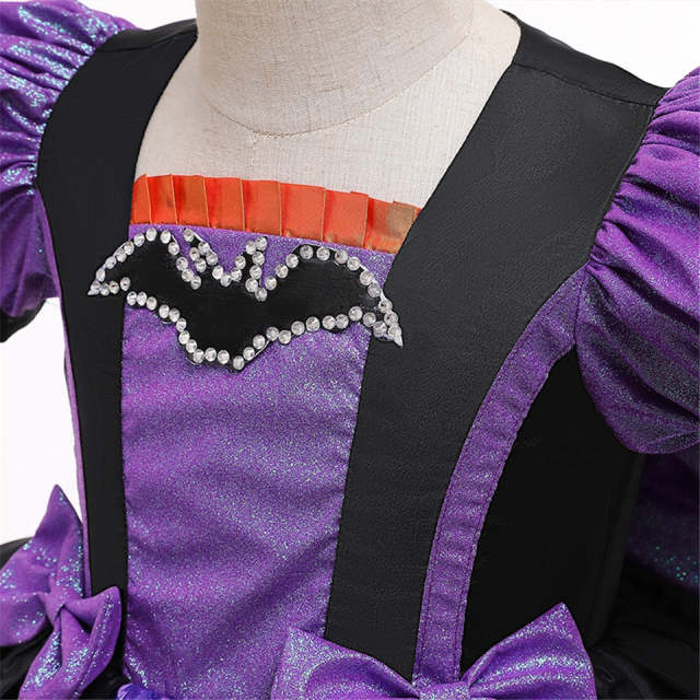 Halloween Witch Costume Purple Set Fancy Party Princess Dress for Girls