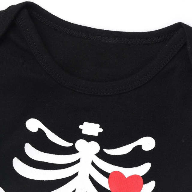 Infant Baby Boys Girls Halloween Outfit Long Sleeves Skull Printed 3 Pcs Sets