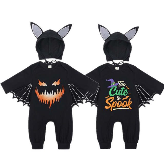 Halloween Cosplay Bat Costume Baby Boys Girls Bodysuit Pumpkin Romper