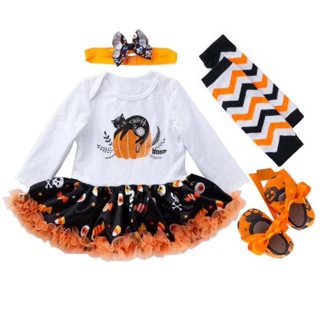 Baby Girl Halloween Dress Tutu 4pcs Clothing Sets Festival Costumes