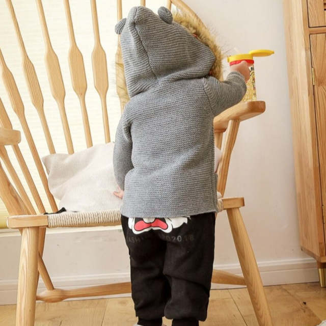0-24M Baby Sweater Coat,Hooded Knitting Baby Autumn Winter Clothes
