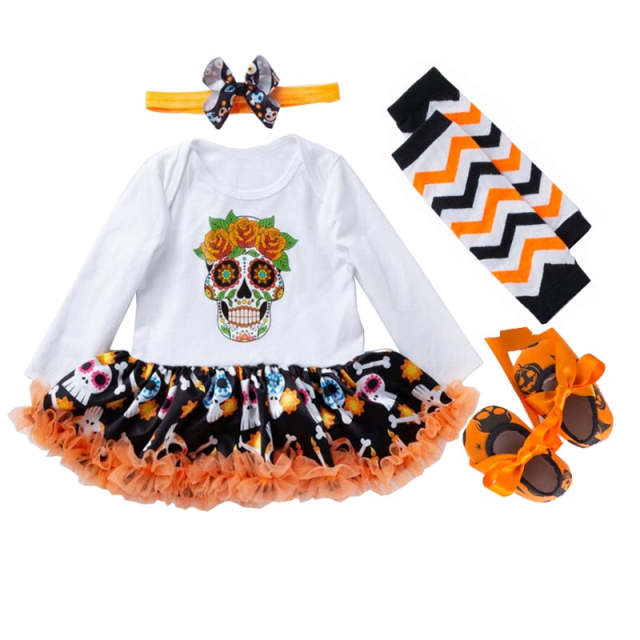 Baby Girl Halloween Dress Tutu 4pcs Clothing Sets Festival Costumes