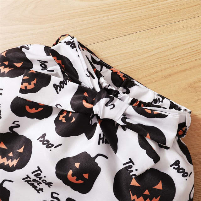 Baby Girl Halloween Clothes Set 2Pcs Bodysuit+Pumpkin Skirt Festival Costume
