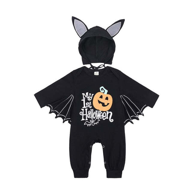 Halloween Cosplay Bat Costume Baby Boys Girls Bodysuit Pumpkin Romper