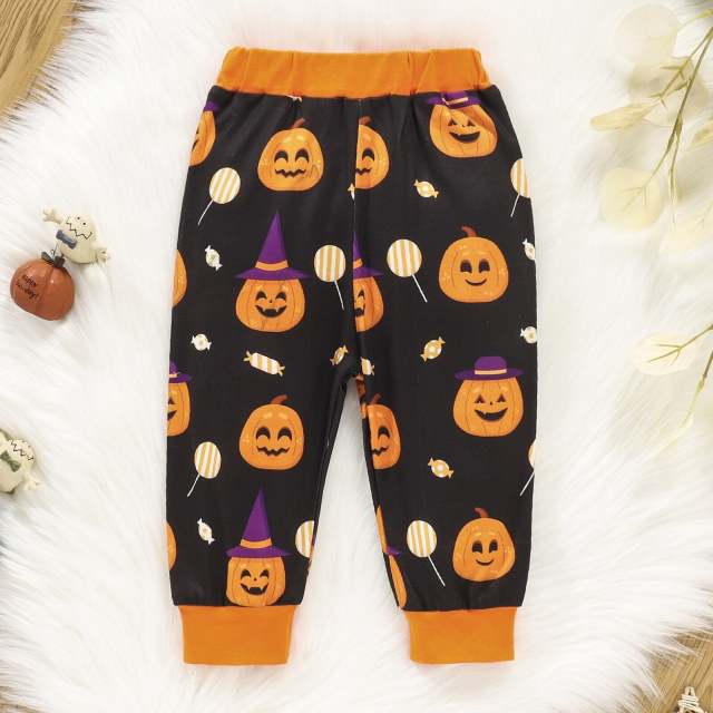 Halloween Clothes For Boys Girls Cotton Long Sleeve Romper Trousers Hat 3Pcs