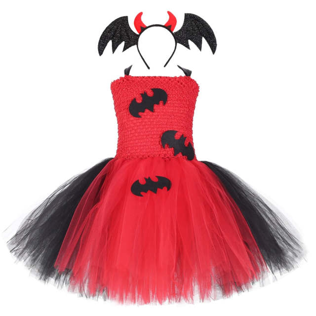 Girls Halloween Costumes for Kids Vampire Bat Tutu Dress Cosplay Costume