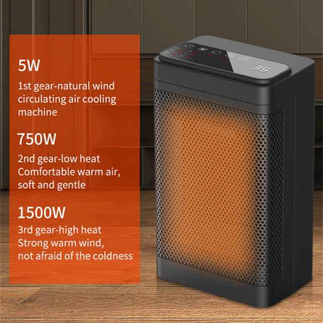 Electric Space Heaters for Indoor Use - Portable Heater with 60°Oscillation - 1500W PTC Ceramic Electric Heater with Digital Thermostat- 12h Timer - Small Heater for Office Home