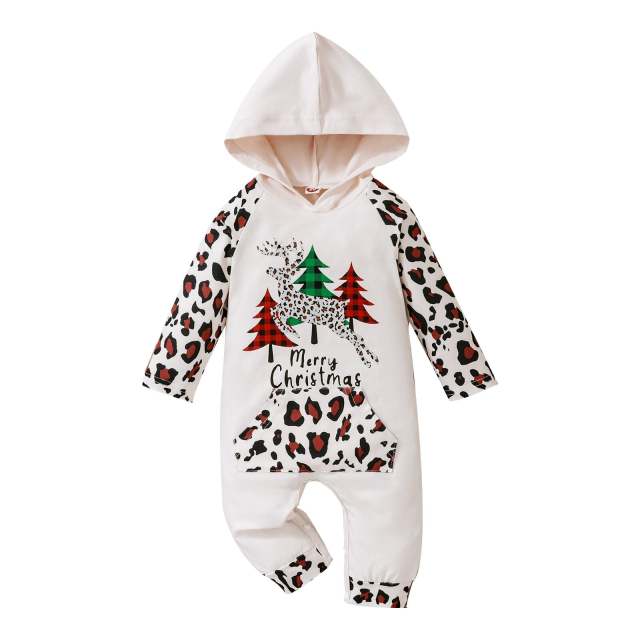 My First Christmas Baby Girl Boy One Piece Long Sleeve Hooded Romper