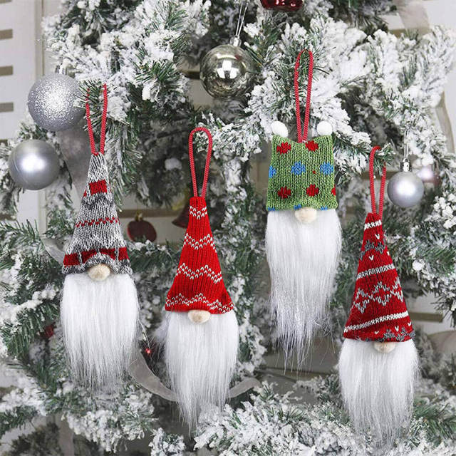 Christmas Decorations Tree Ornaments Gnomes Set of 9  Mini Plush Decorative Hanging Elf Dolls Indoor Christmas Decor Home Holiday