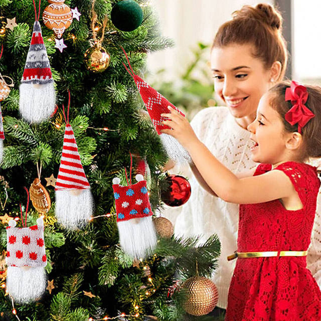 Christmas Decorations Tree Ornaments Gnomes Set of 9  Mini Plush Decorative Hanging Elf Dolls Indoor Christmas Decor Home Holiday