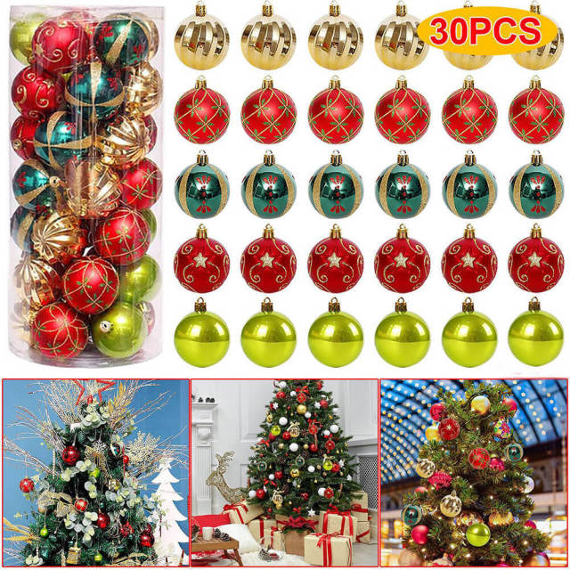 30PCS Christmas Balls Ornaments Shatterproof Holiday Bulbs Festive Wedding Hanging Ornaments Xmas Party Christmas Tree Decoration