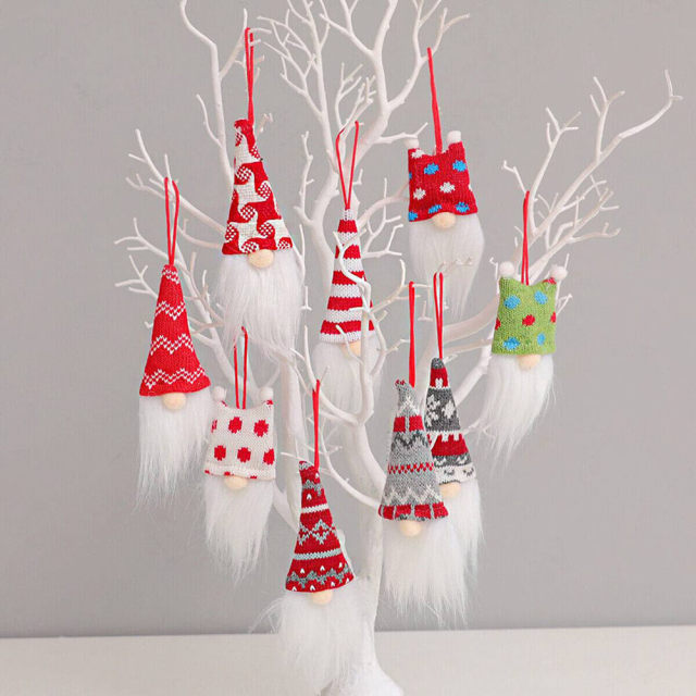 Christmas Decorations Tree Ornaments Gnomes Set of 9  Mini Plush Decorative Hanging Elf Dolls Indoor Christmas Decor Home Holiday