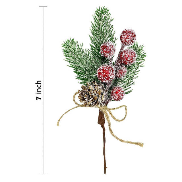 10 Pcs Christmas Picks Decorations Artificial Pine Branches Stems Spray with Pine Cones for Craft Floral Christmas Wreath Picks Ornaments
