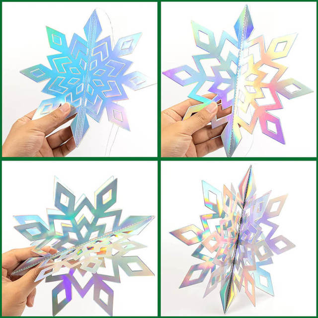 18PCS Winter Christmas Hanging Snowflake Decorations 3D Glittery Snowflake for Christmas Holiday New Year Party Home Decorations