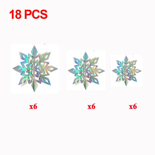18PCS Winter Christmas Hanging Snowflake Decorations 3D Glittery Snowflake for Christmas Holiday New Year Party Home Decorations
