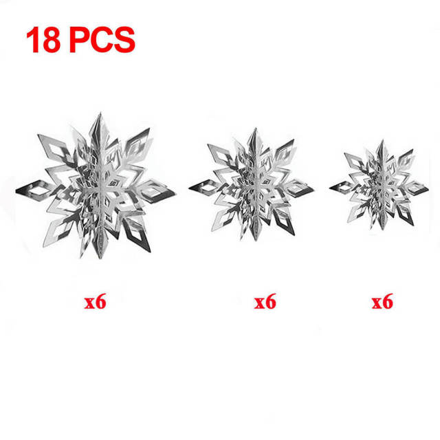 18PCS Winter Christmas Hanging Snowflake Decorations 3D Glittery Snowflake for Christmas Holiday New Year Party Home Decorations