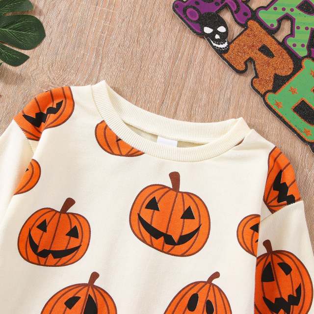 Baby Girl Boy Halloween Days Lovely Romper Pumpkin Printing Long Sleeve