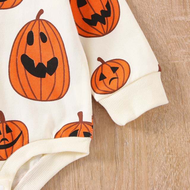 Baby Girl Boy Halloween Days Lovely Romper Pumpkin Printing Long Sleeve