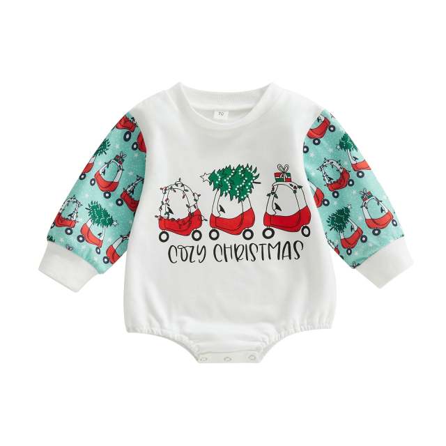 Christmas Jumpsuit For Baby Boy Girl Long Sleeve Santa Tree Print Romper