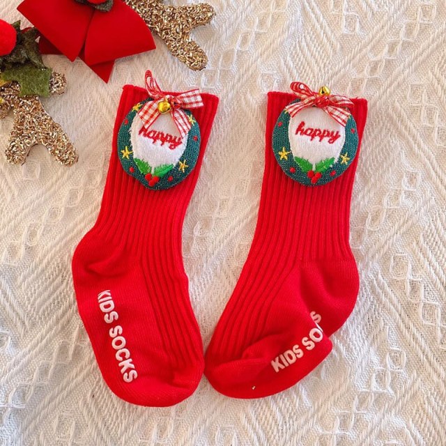 Baby Christmas Socks Xmas Doll Toddler Girls Boys Mid Tube Non-slip Sock