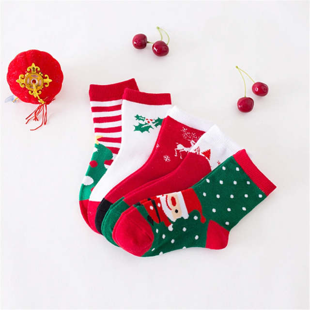 5Pairs Christmas Socks New Year Baby Boys Girls Winter Cotton Floor Socks