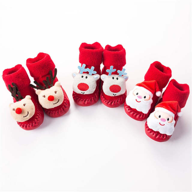 Christmas Doll Baby Socks Newborn Keep Warm Non-Slip Floor Socks Shoes