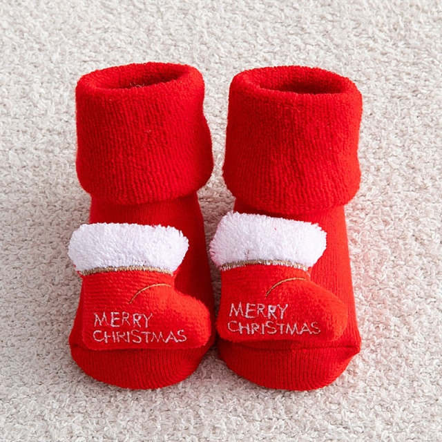 Christmas Socks for Girls Boys Non-slip Cotton Baby Winter Xmas Socks