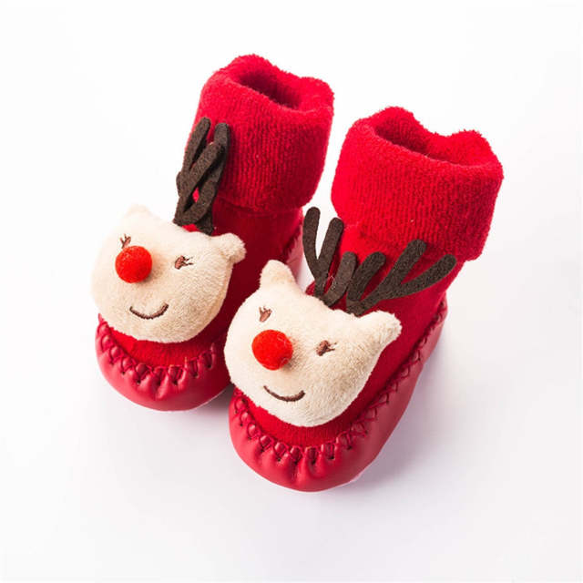 Christmas Doll Baby Socks Newborn Keep Warm Non-Slip Floor Socks Shoes