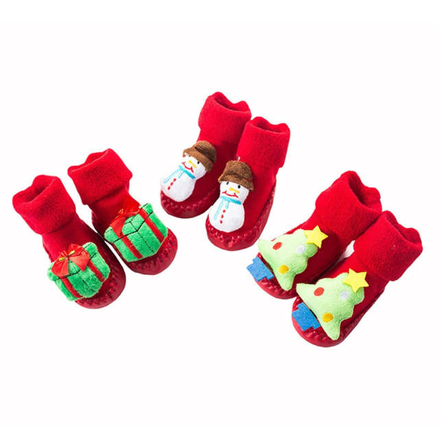 Christmas Doll Baby Socks Newborn Keep Warm Non-Slip Floor Socks Shoes