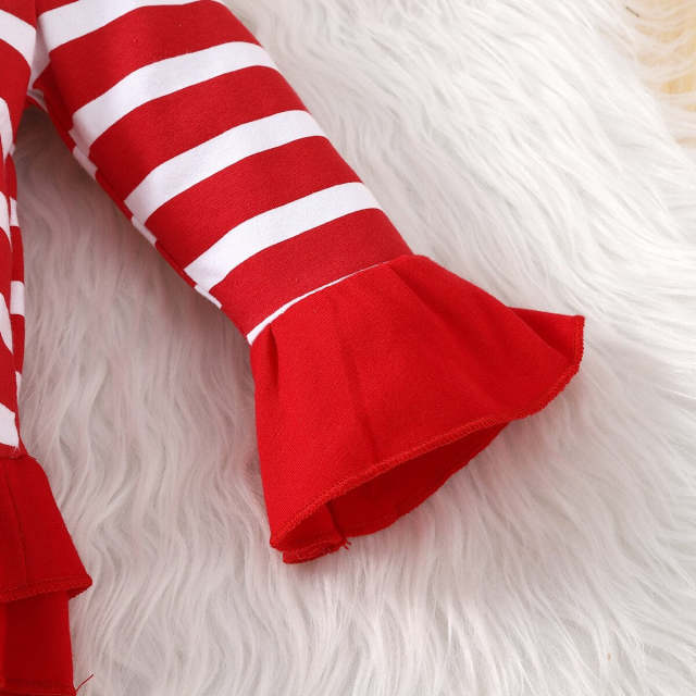 Baby Girl Christmas Set Long-sleeve Santa Top and Dot Flared Pants 2pcs