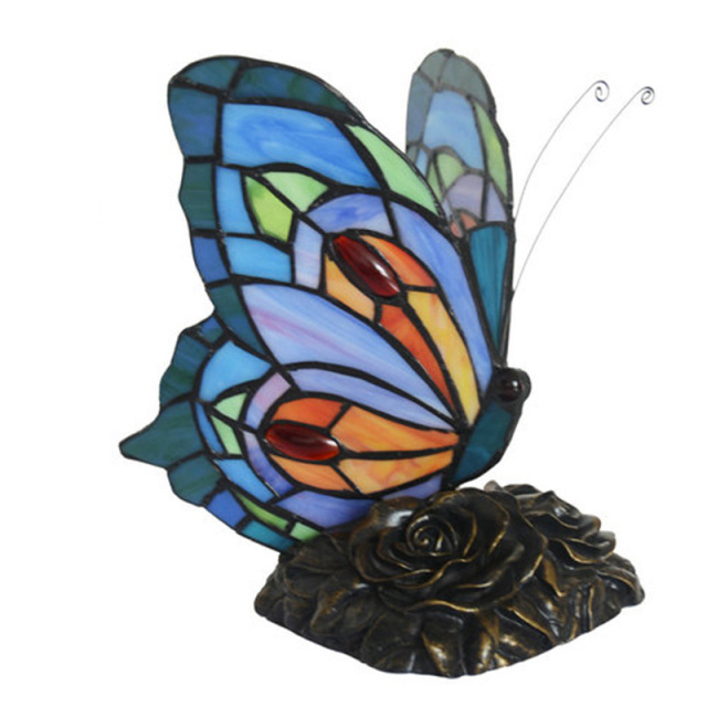 Tiffany Butterfly Night Light,OOVOV Creative Stain Glass Butterfly Nightlight with Resin Base for Kids Room Little Desk Lamp Light Best Gift