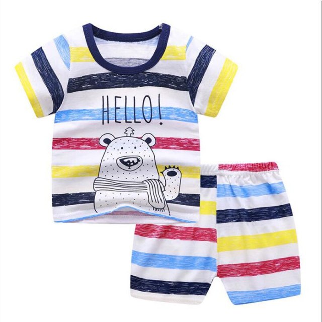 Summer Clothing Sets For Baby Boys Girls Soft Cotton Top+Pants Sets