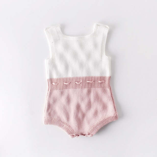 Baby Girl Knitted Sleeveless Rompers With Balls Decor Newborn Outfits
