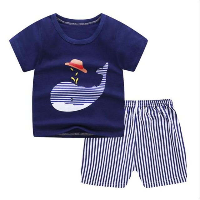 Summer Clothing Sets For Baby Boys Girls Soft Cotton Top+Pants Sets