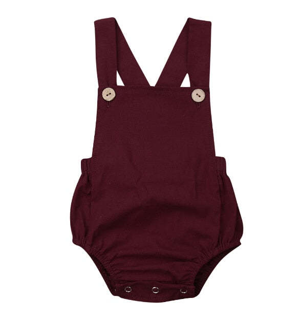 Newborn Baby Boy Girl Cotton Line Sleeveless Straps Bodysuit Romper