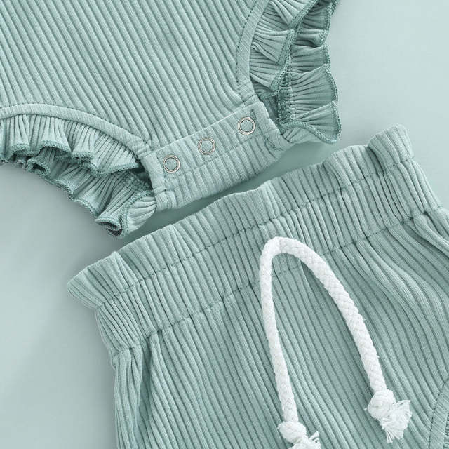 Newborn Baby Girls Ruffles Romper+Bloomers Shorts Summer Clothes Sets