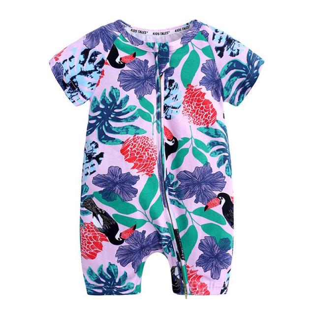 Summer 0-36M Baby Romper Cotton Printed Flower Short-sleeved Jumpsuit